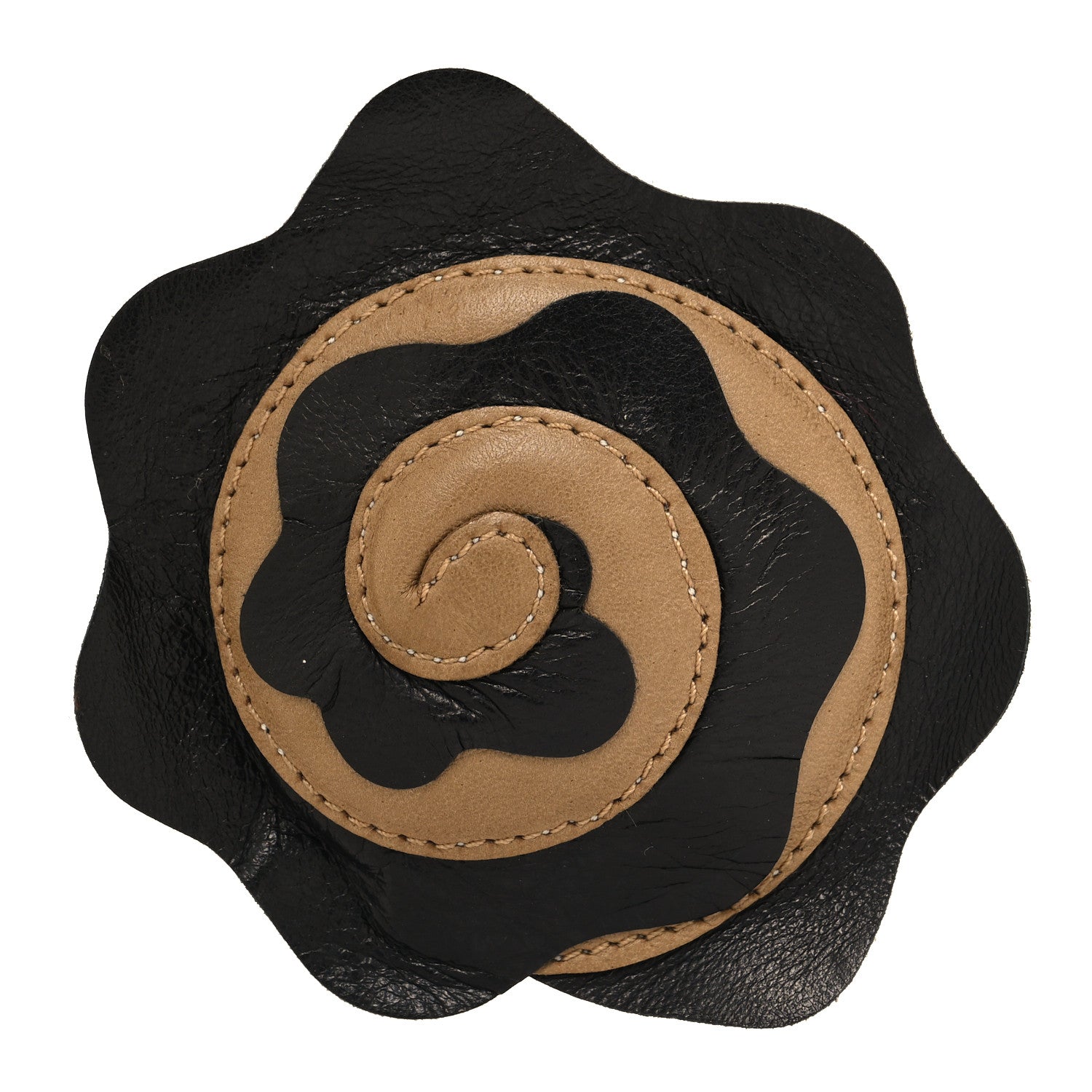 Chanel Calfskin Flower Brooch Brown Black 1 of 3