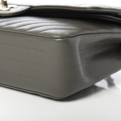 Chanel Caviar Chevron Quilted Medium Double Flap Dark Grey 10 of 11