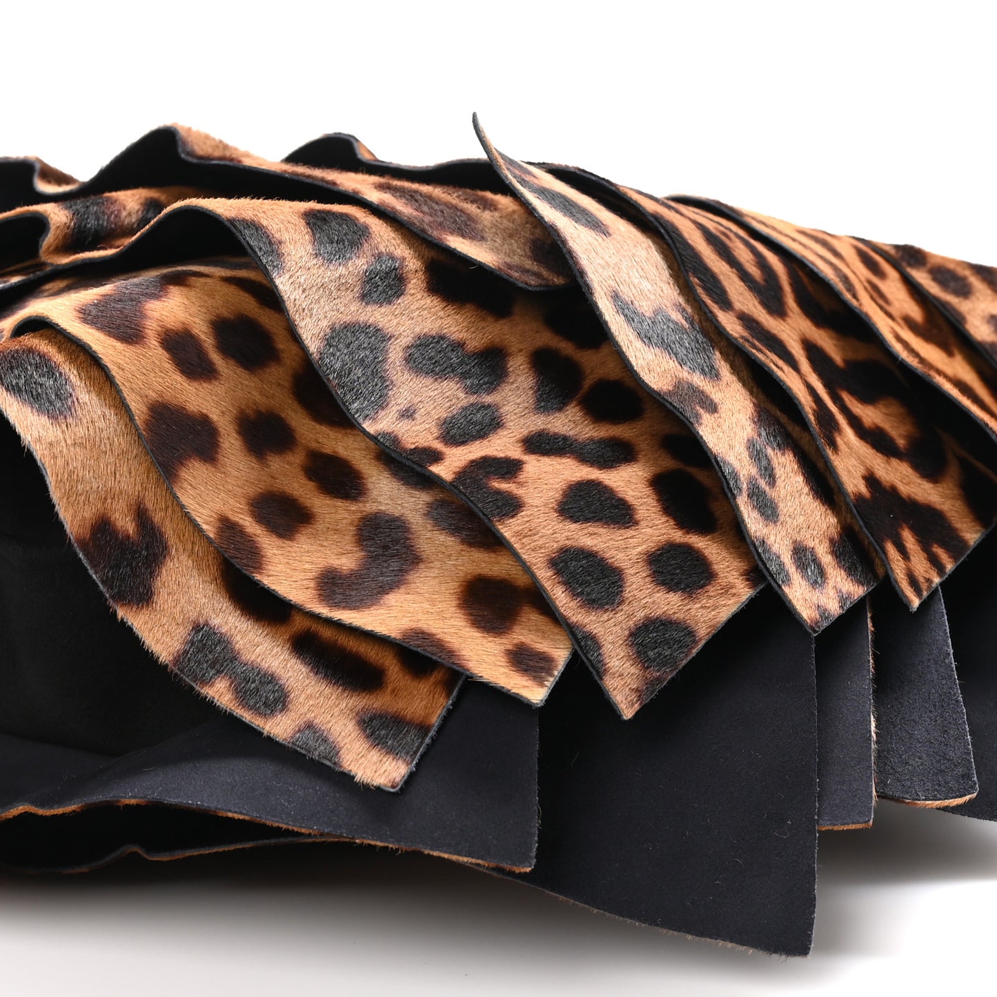 Pony Hair Suede Ruffle Saint Tropez Black