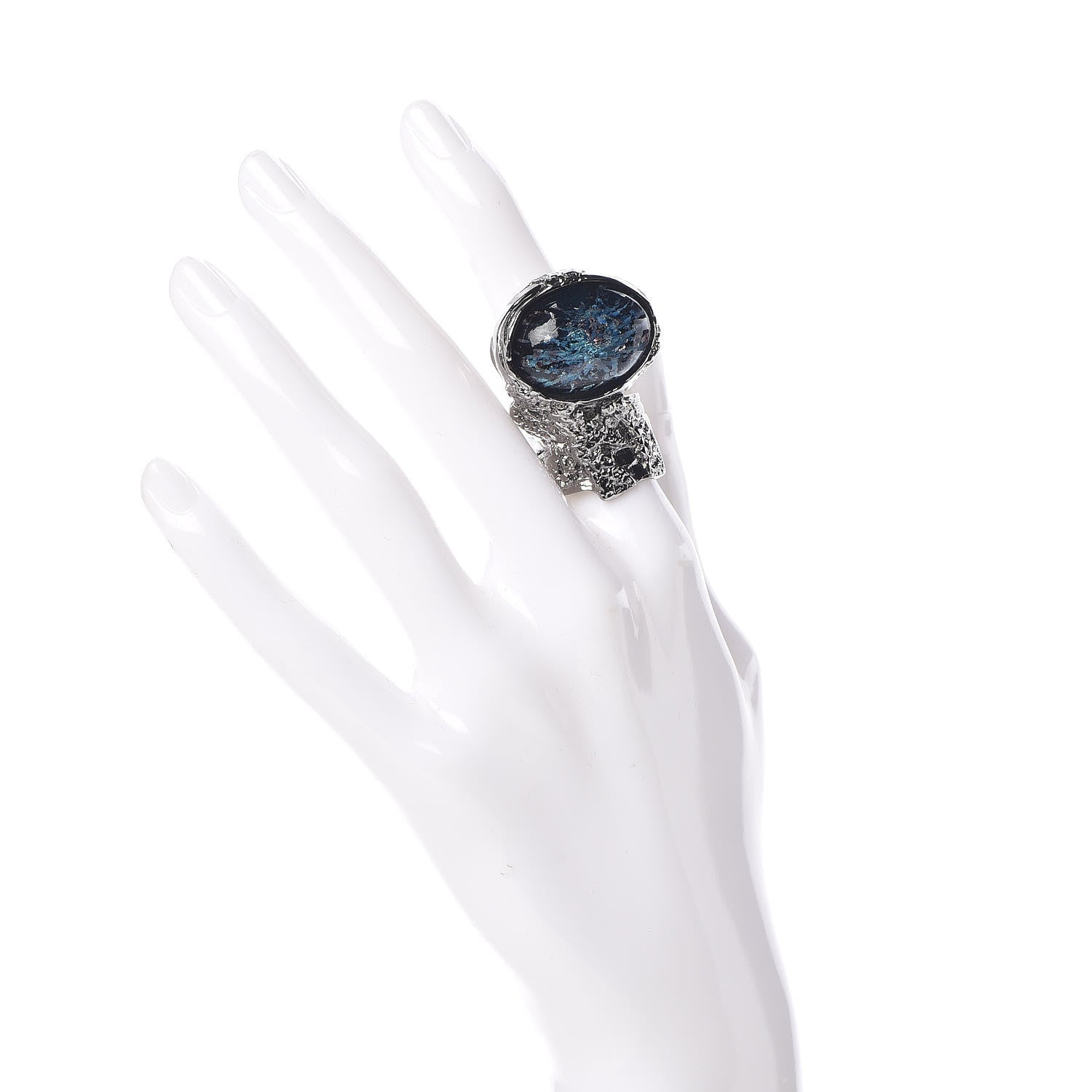 Saint Laurent Glass Cabochon Arty Ovale Ring 7 Black Cipria 2 of 6