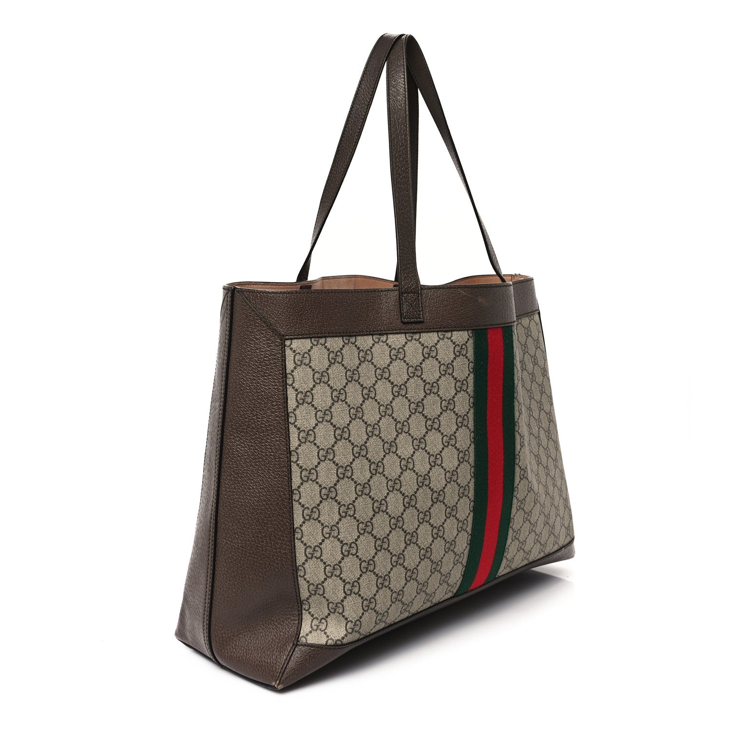 Gucci GG Supreme Monogram Web Ophidia Tote Brown 4 of 12