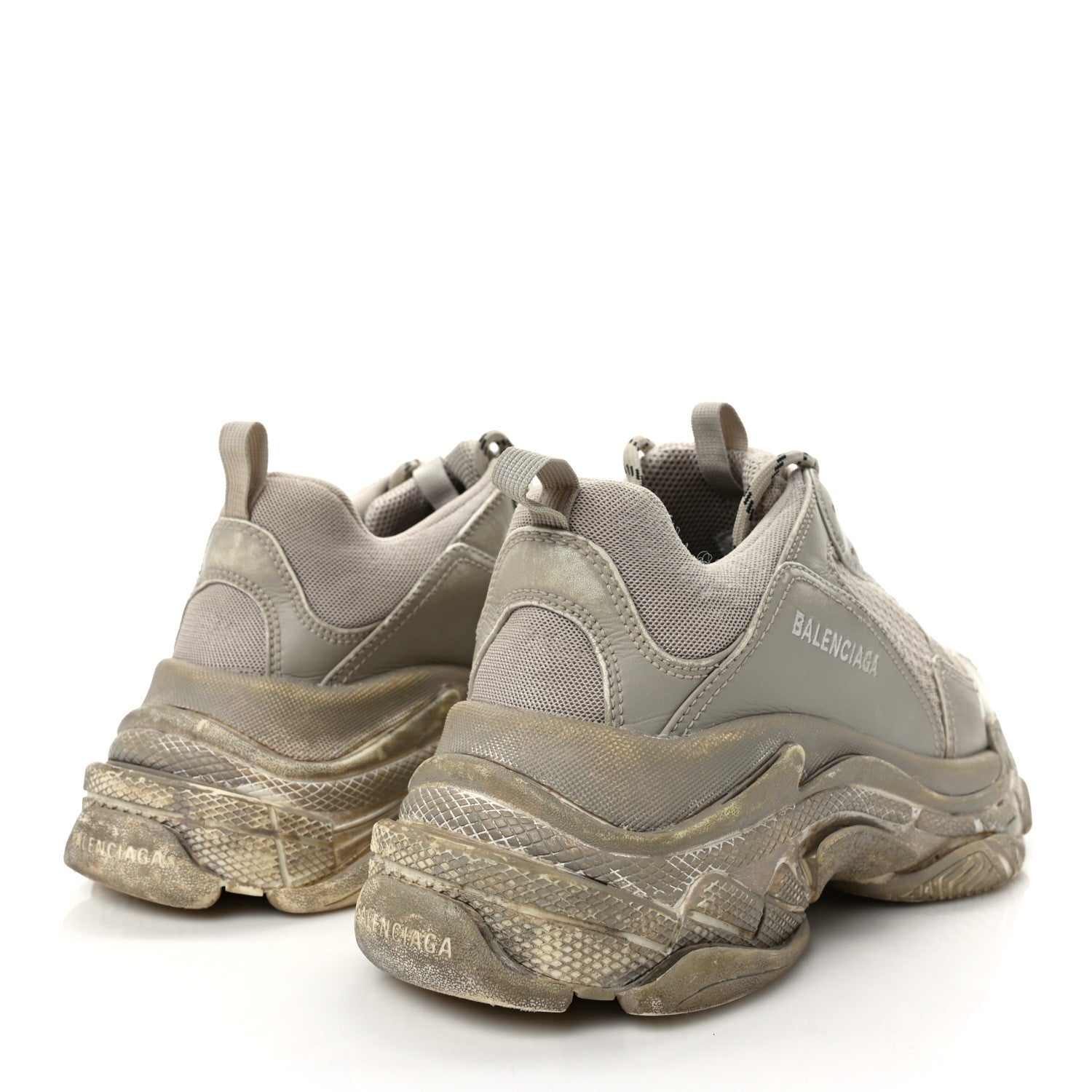 Balenciaga Fabric Mesh Distressed Womens Triple S Sneakers 41 Beige 4 of 8