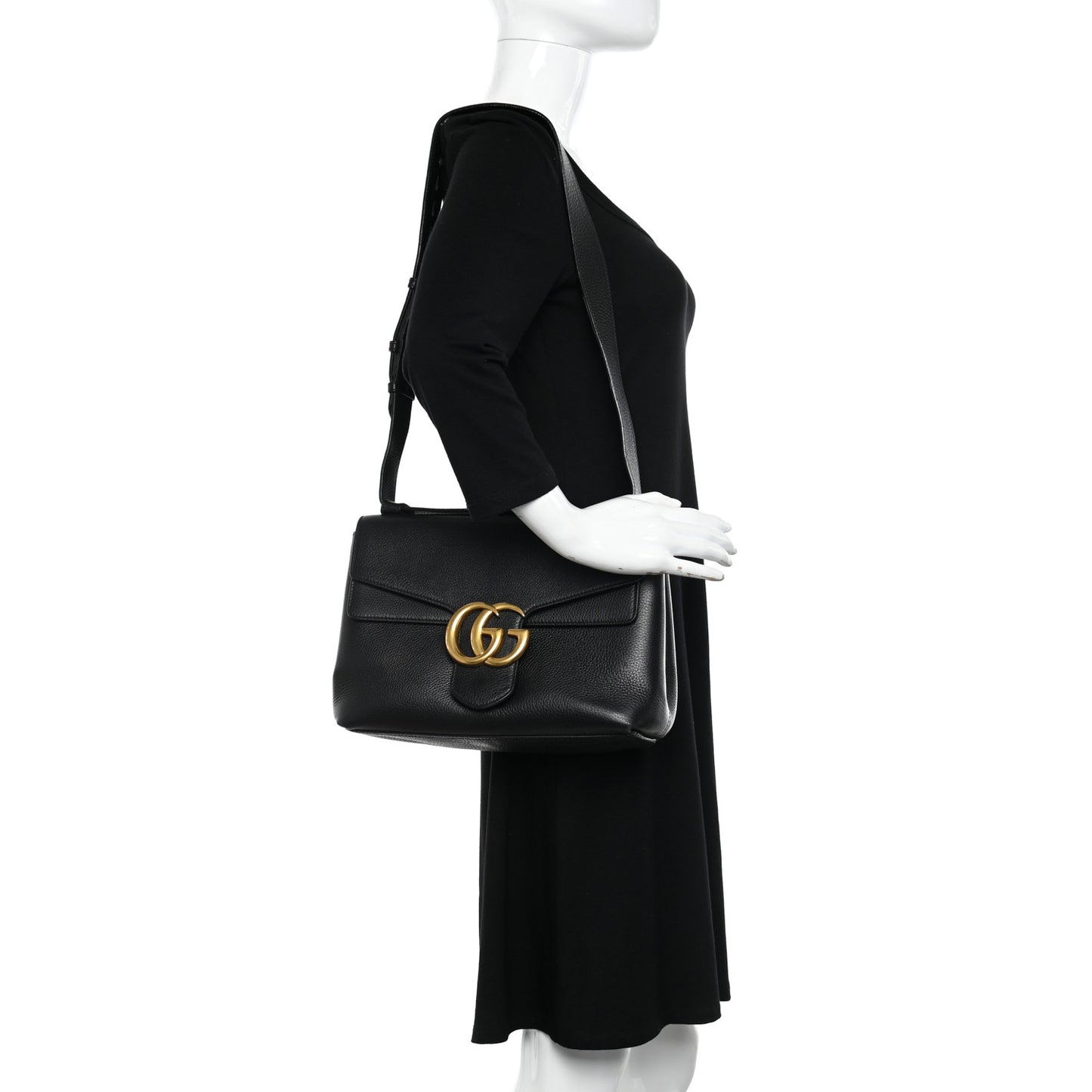 Cellarius Calfskin GG Marmont Shoulder Bag Black