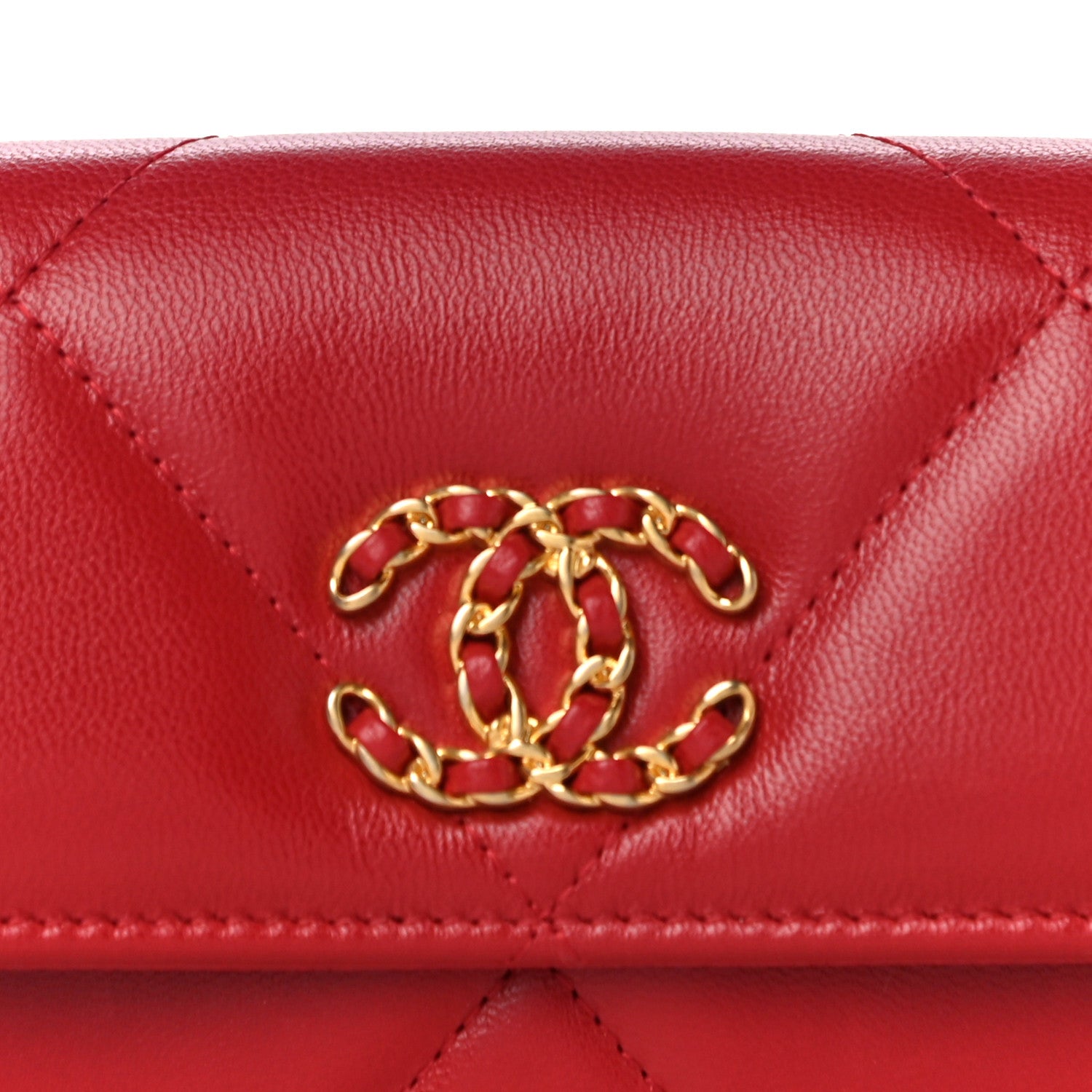 Chanel Goatskin Quilted Chanel 19 Flap Wallet Red 8 of 11
