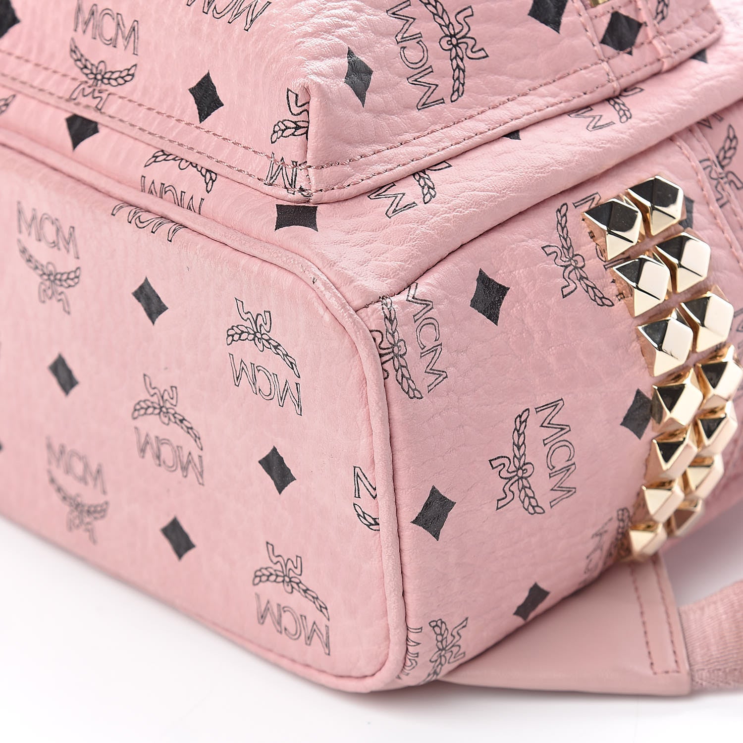 MCM Visetos Side Stud Mini Stark Backpack Pink 9 of 10
