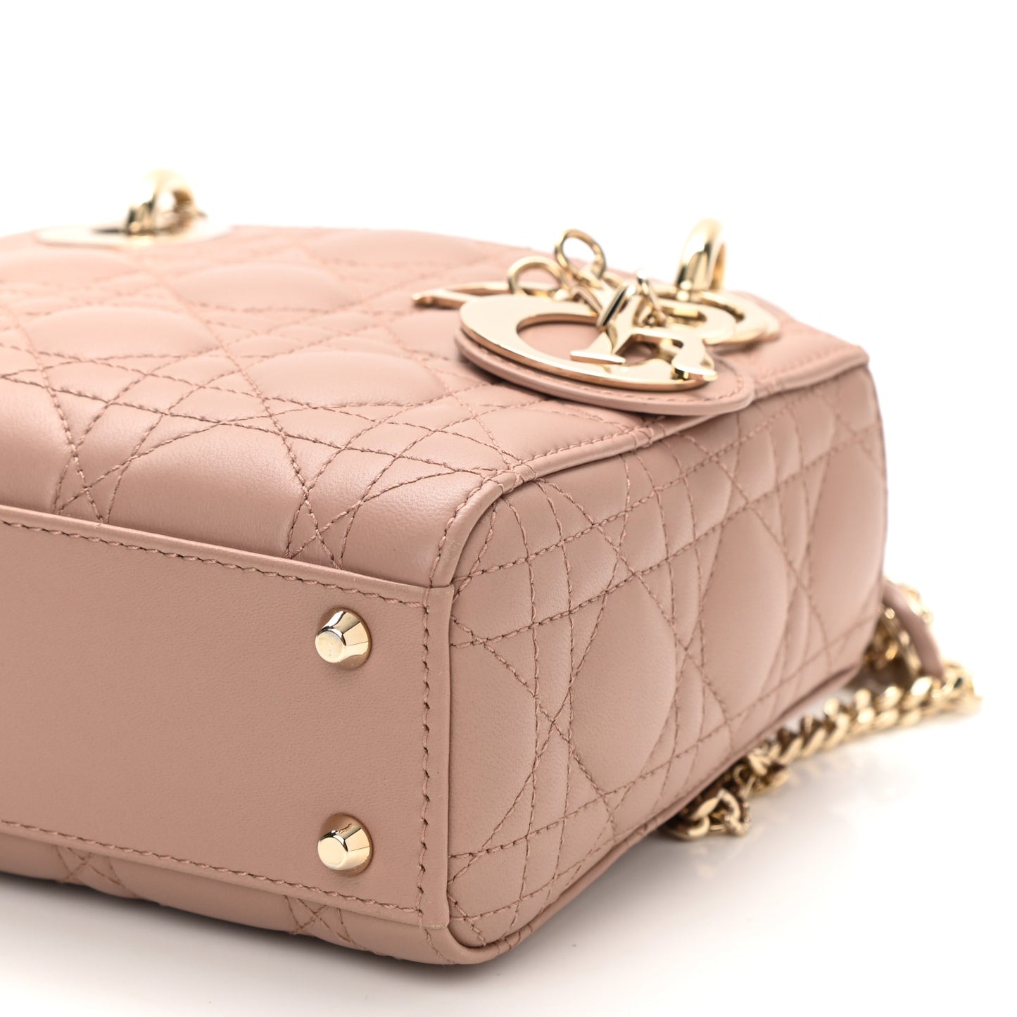 Lambskin Cannage Mini Lady Dior Rose De Vents