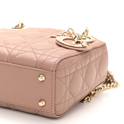 Christian Dior Lambskin Cannage Mini Lady Dior Rose De Vents 10 of 10