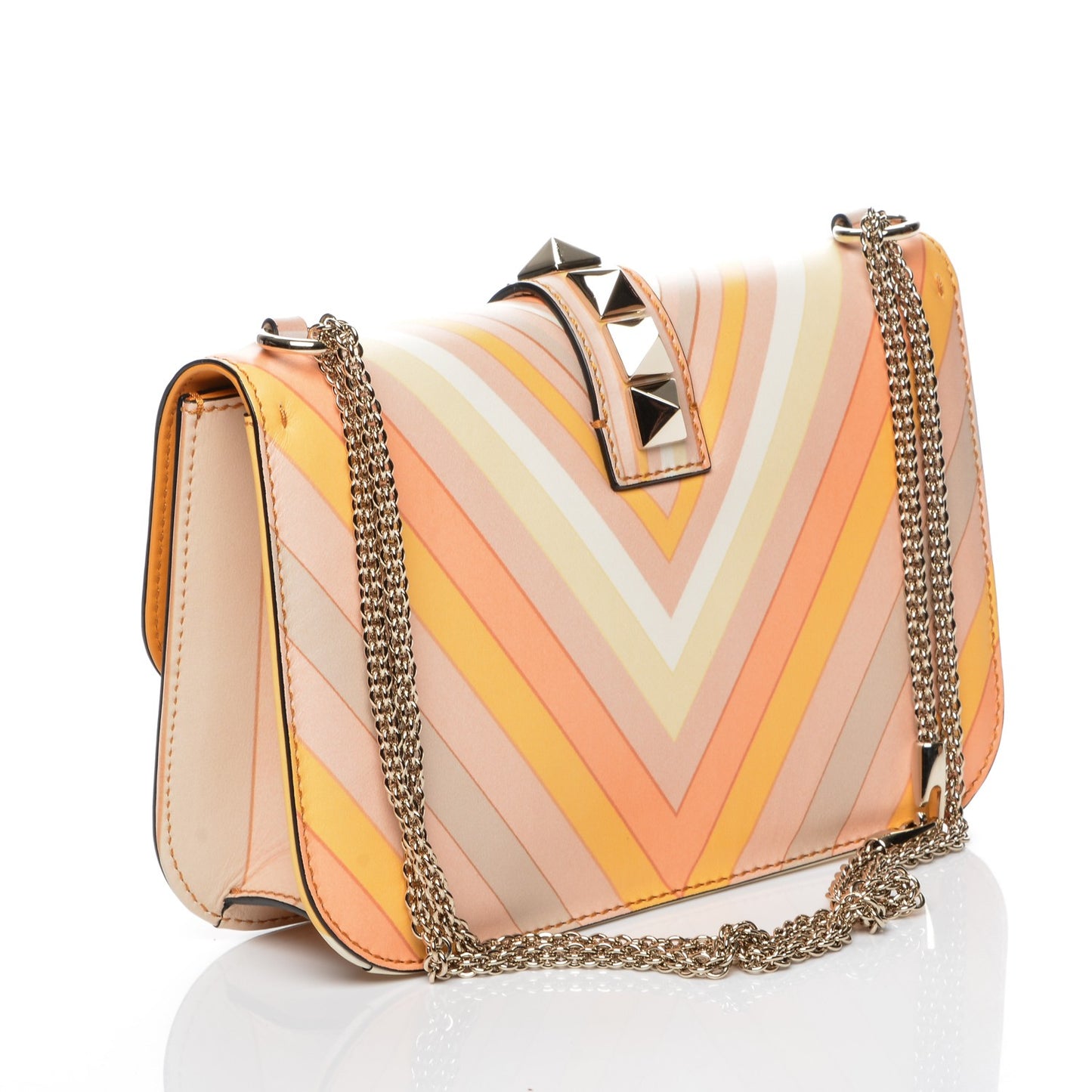 Vitello Native Couture 1975 Medium Glam Lock Rockstud Flap Mandarin Sorbet