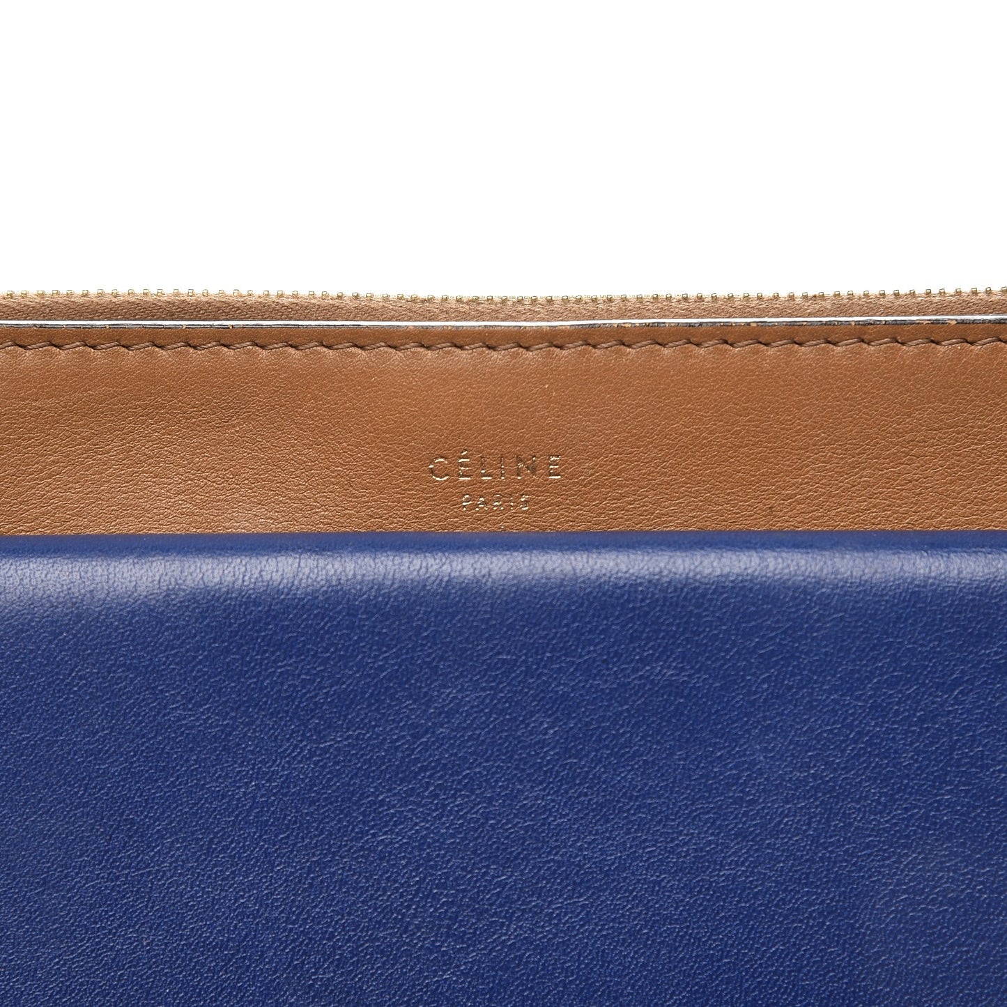 Smooth Calfskin Medium Pocket Clutch On Chain Indigo