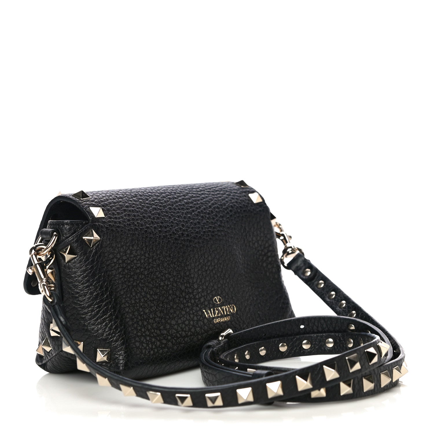 Valentino Garavani Pebbled Calfskin Mini Rockstud Crossbody Bag Black 3 of 11
