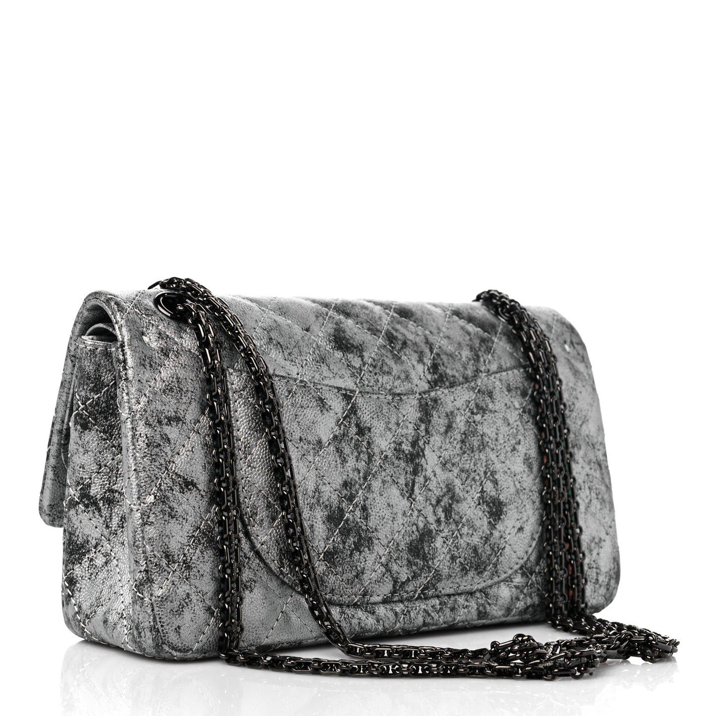 Metallic Caviar Quilted 2.55 Reissue 226 Flap Silver Black