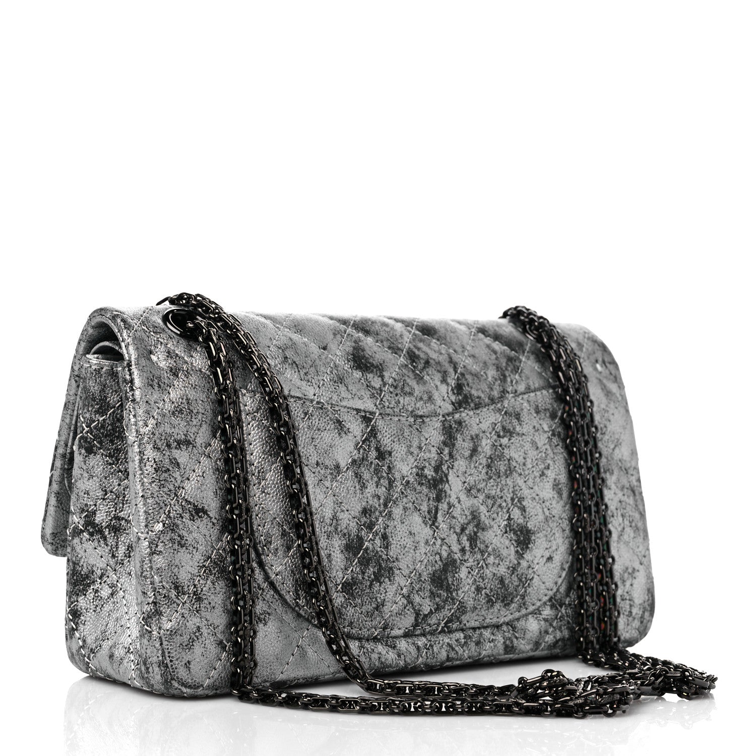 Chanel Metallic Caviar Quilted 2.55 Reissue 226 Flap Silver Black 3 of 10