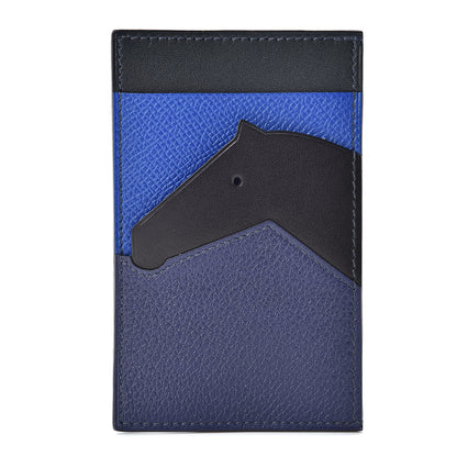 Hermes Epsom Evercalf Evercolor Sombrero Les Petits Chevaux Card Holder Bleu Encre Indigo Bleu Royal Bleu Obscur 1 of 8