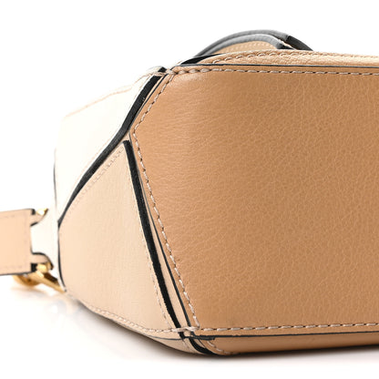 Loewe Calfskin Mini Woven Puzzle Bag Beige White 8 of 9