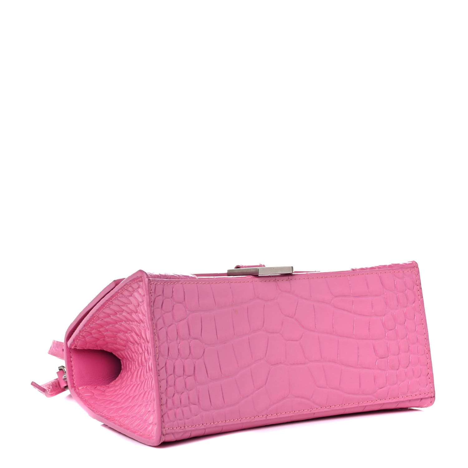 Balenciaga Shiny Calfskin Crocodile Embossed Small Hourglass Top Handle Bag Baby Pink 4 of 11