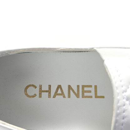 Chanel Lambskin Quilted Womens CC Stroll Sneakers 38 White 8 of 9