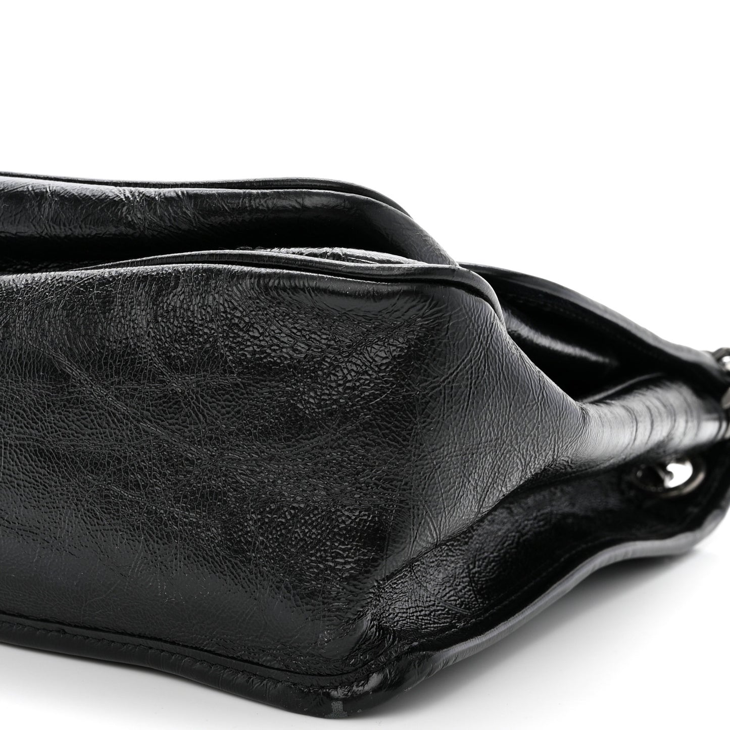 Crinkled Calfskin Matelasse Monogram Medium Niki Chain Satchel Black