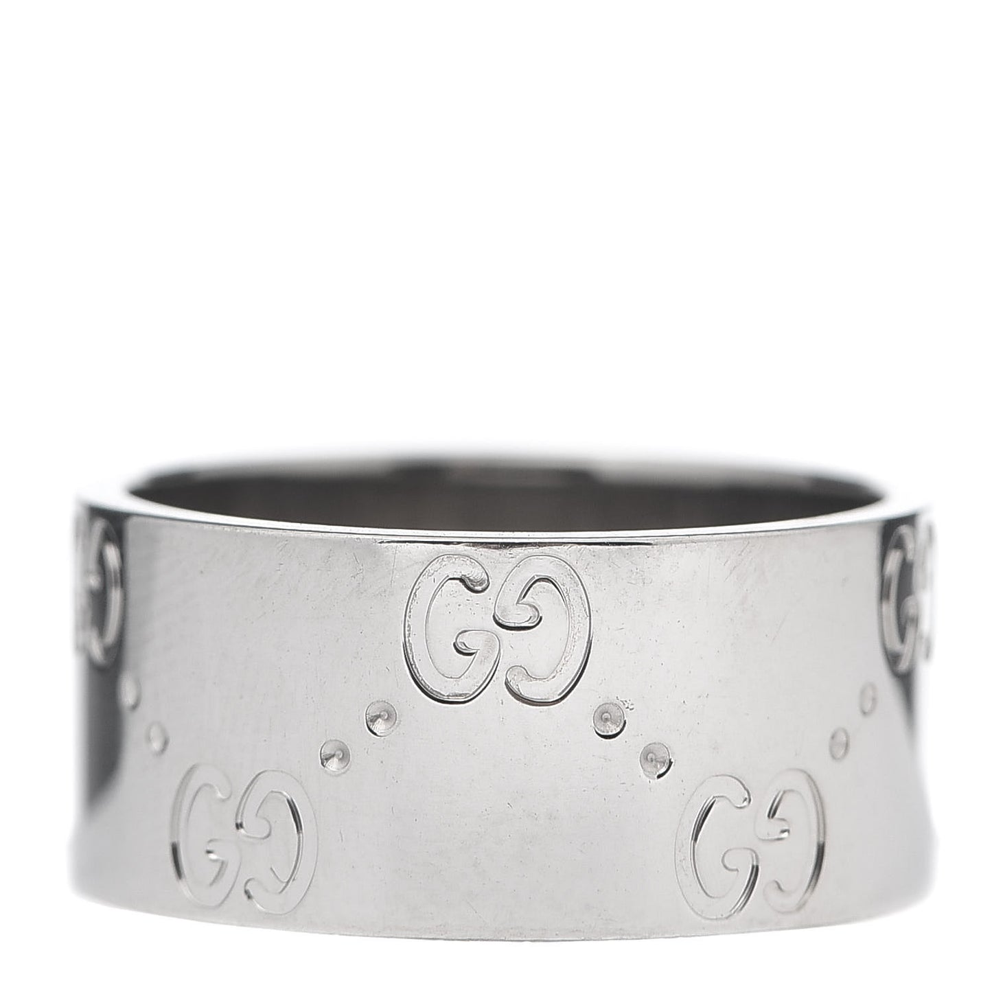 18K White Gold 9mm Icon Band Ring 54 6.75