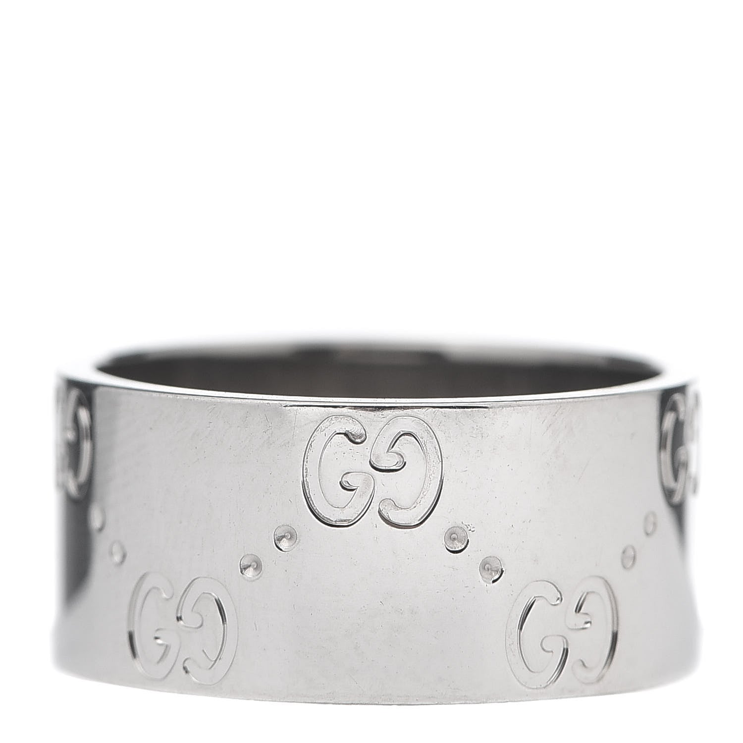 Gucci 18K White Gold 9mm Icon Band Ring 54 6.75 3 of 5