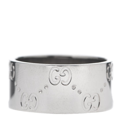 Gucci 18K White Gold 9mm Icon Band Ring 54 6.75 3 of 5