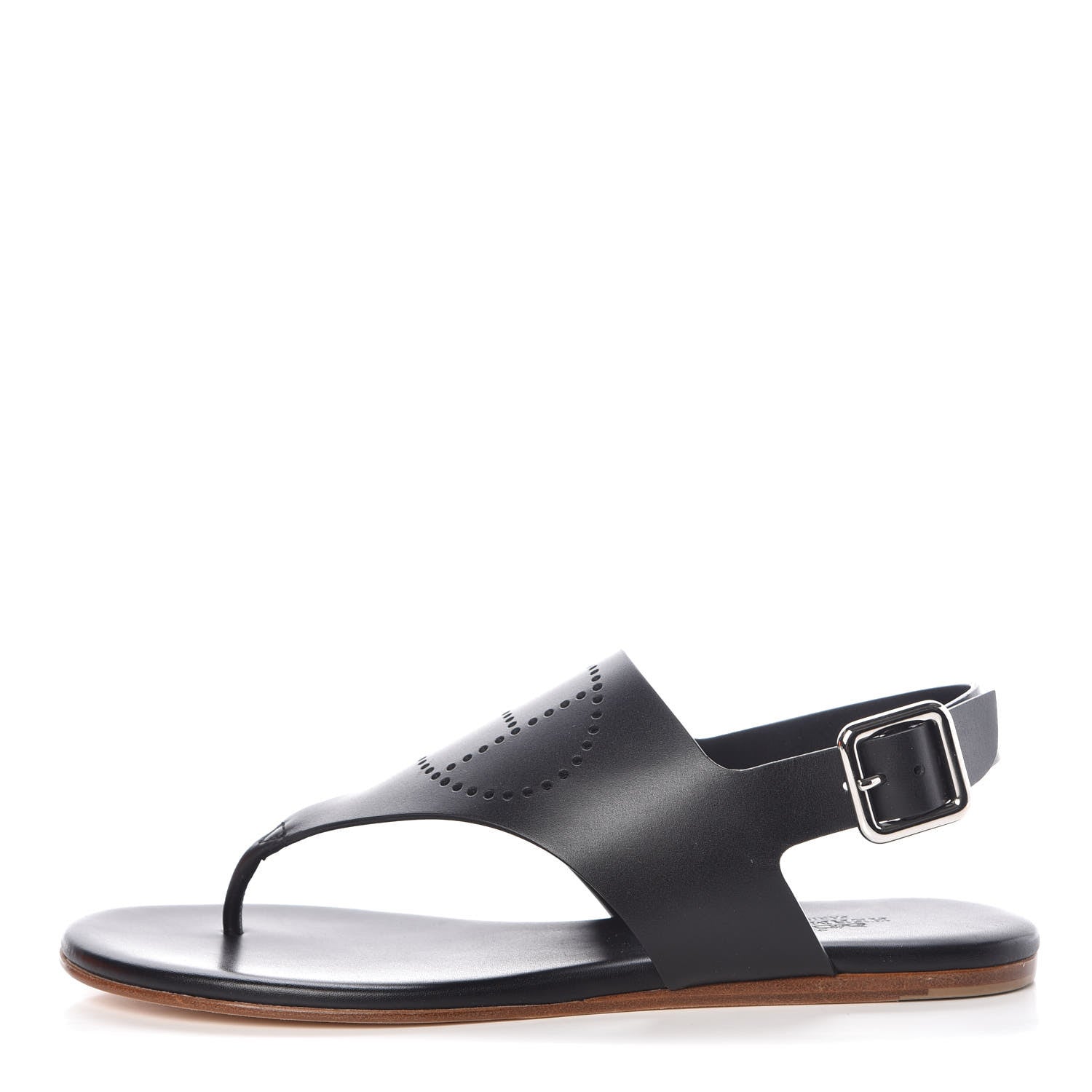 Hermes Calfskin Kola Sandals 37 Black 1 of 8