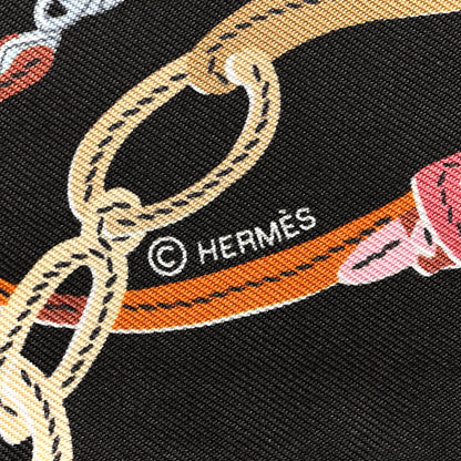 Hermes Silk Brides De Gala Applique Pique Twilly Ebene Jaune D'Or Rouge 4 of 8