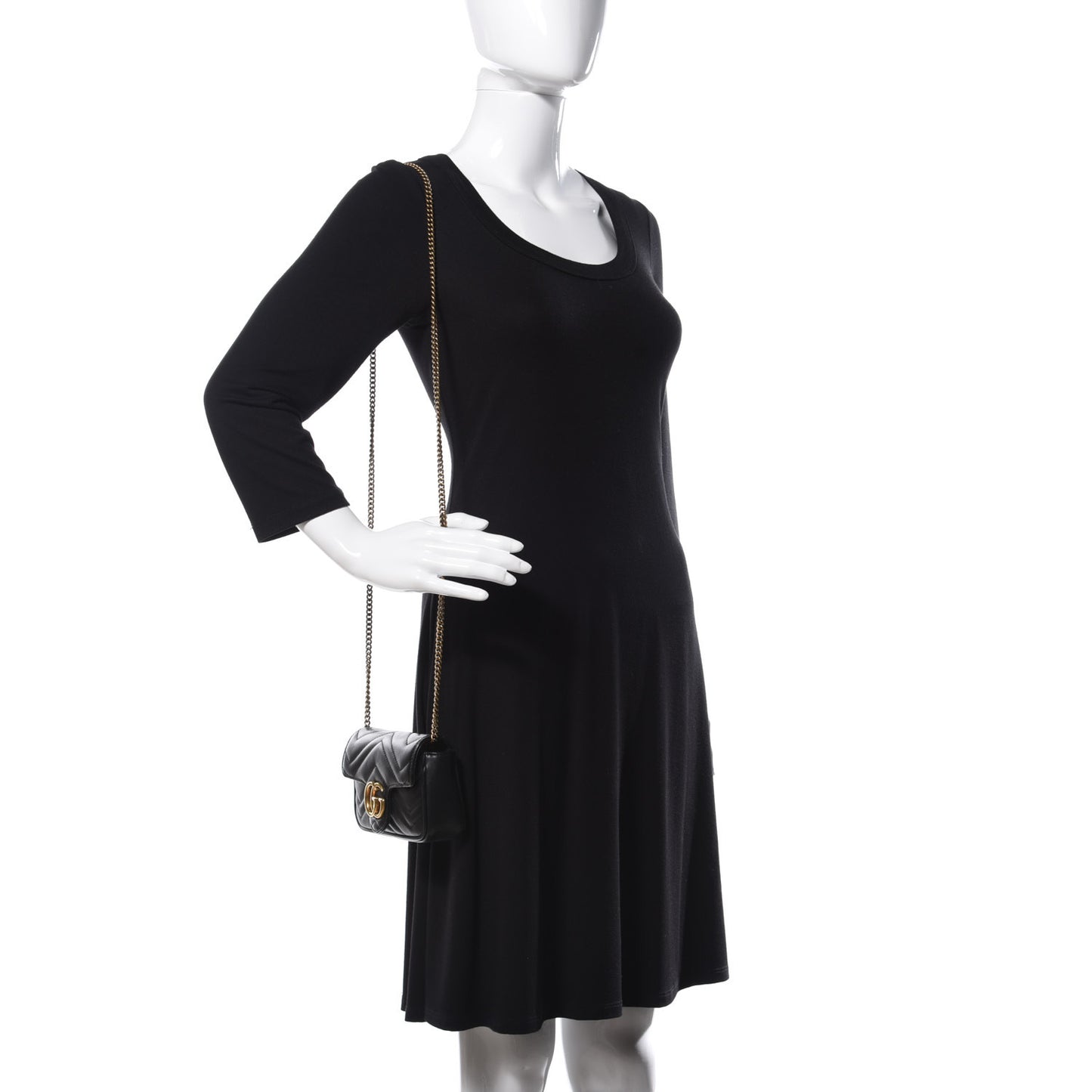 Calfskin Matelasse Super Mini GG Marmont Shoulder Bag Black