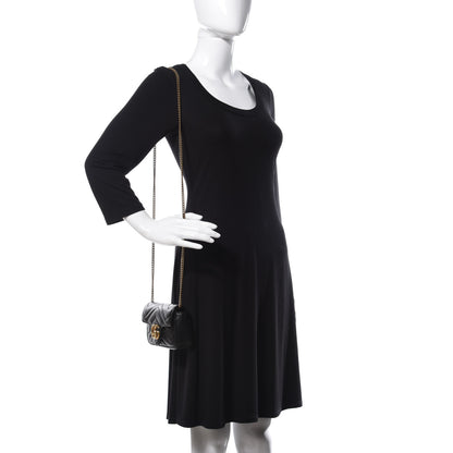 Gucci Calfskin Matelasse Super Mini GG Marmont Shoulder Bag Black 2 of 16