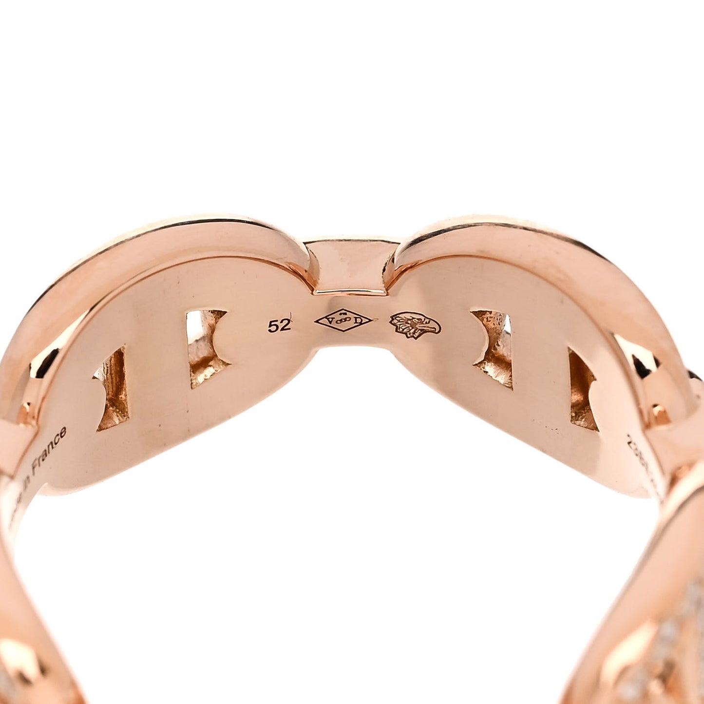 18K Rose Gold Diamond PM d'Ancre Enchainee Ring 52 6