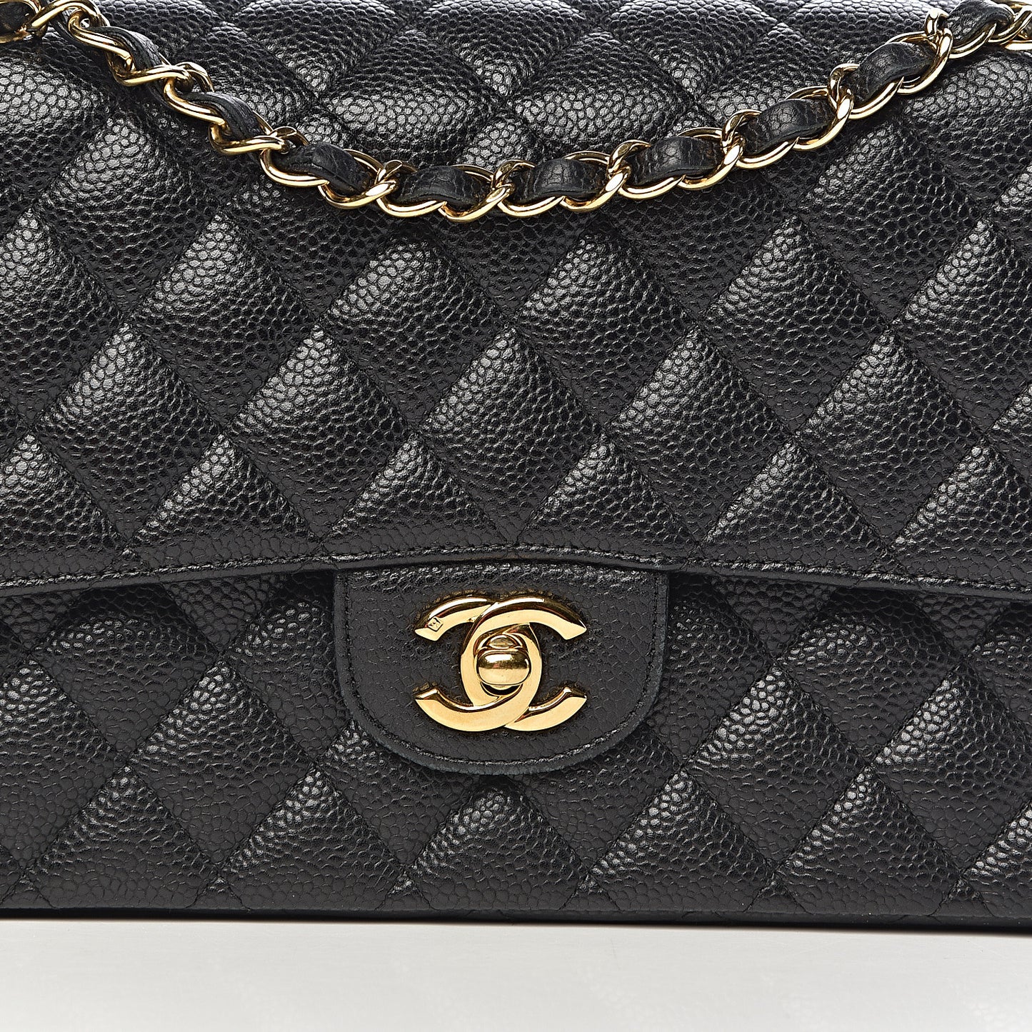 Caviar Quilted Medium Double Flap Black