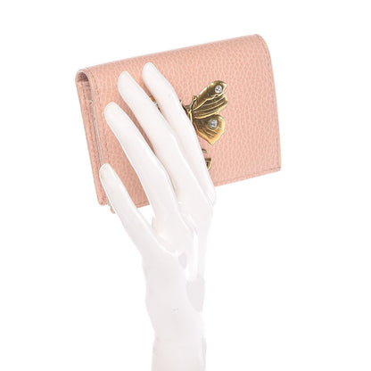 Gucci Pebbled Calfskin Butterfly Card Case Perfect Pink 2 of 8