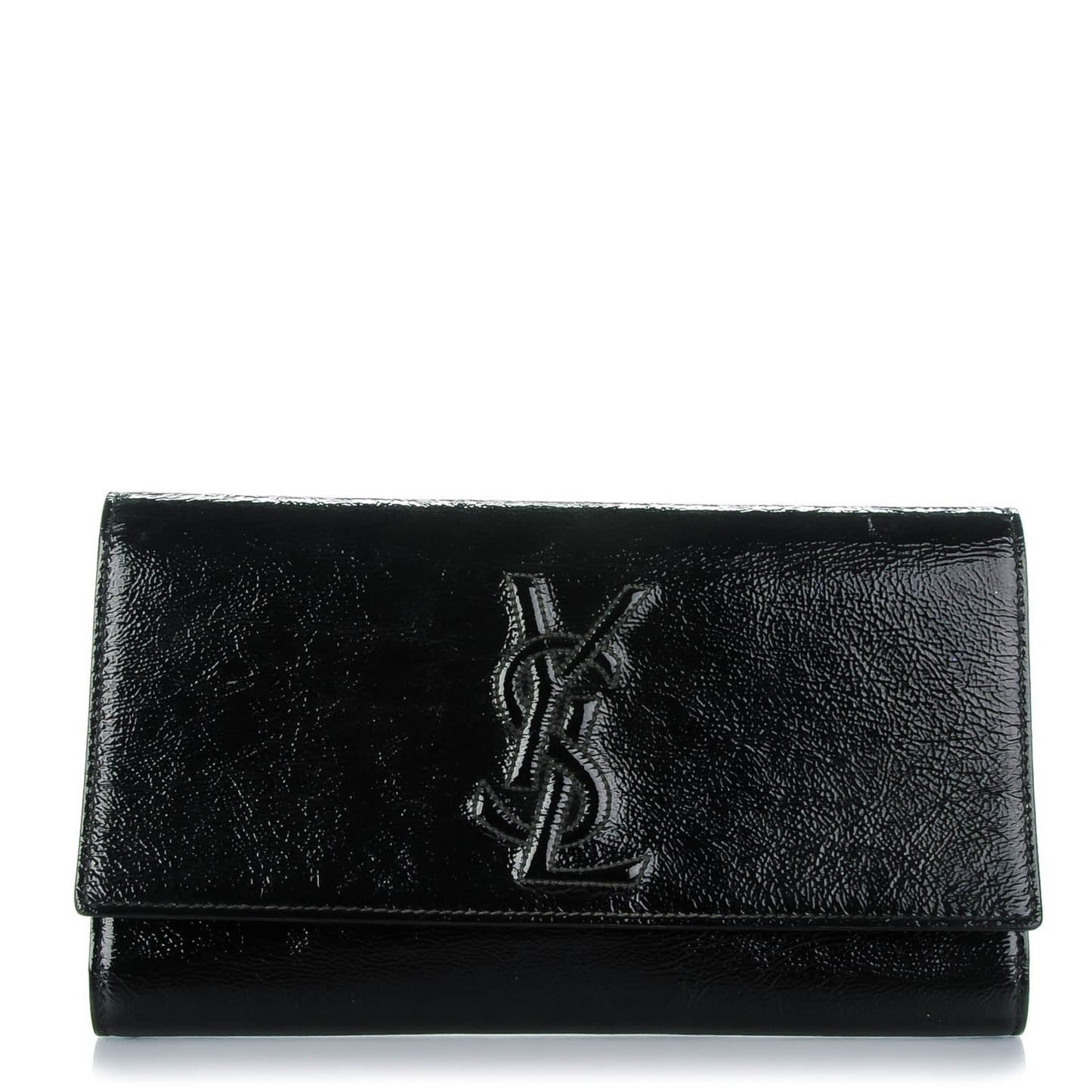 Textured Patent Monogram Large Belle De Jour Clutch Black