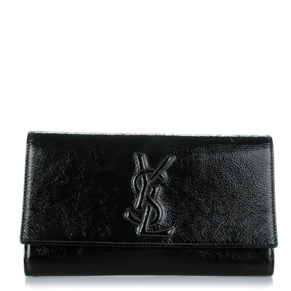 Saint Laurent Textured Patent Monogram Large Belle De Jour Clutch Black 1 of 8