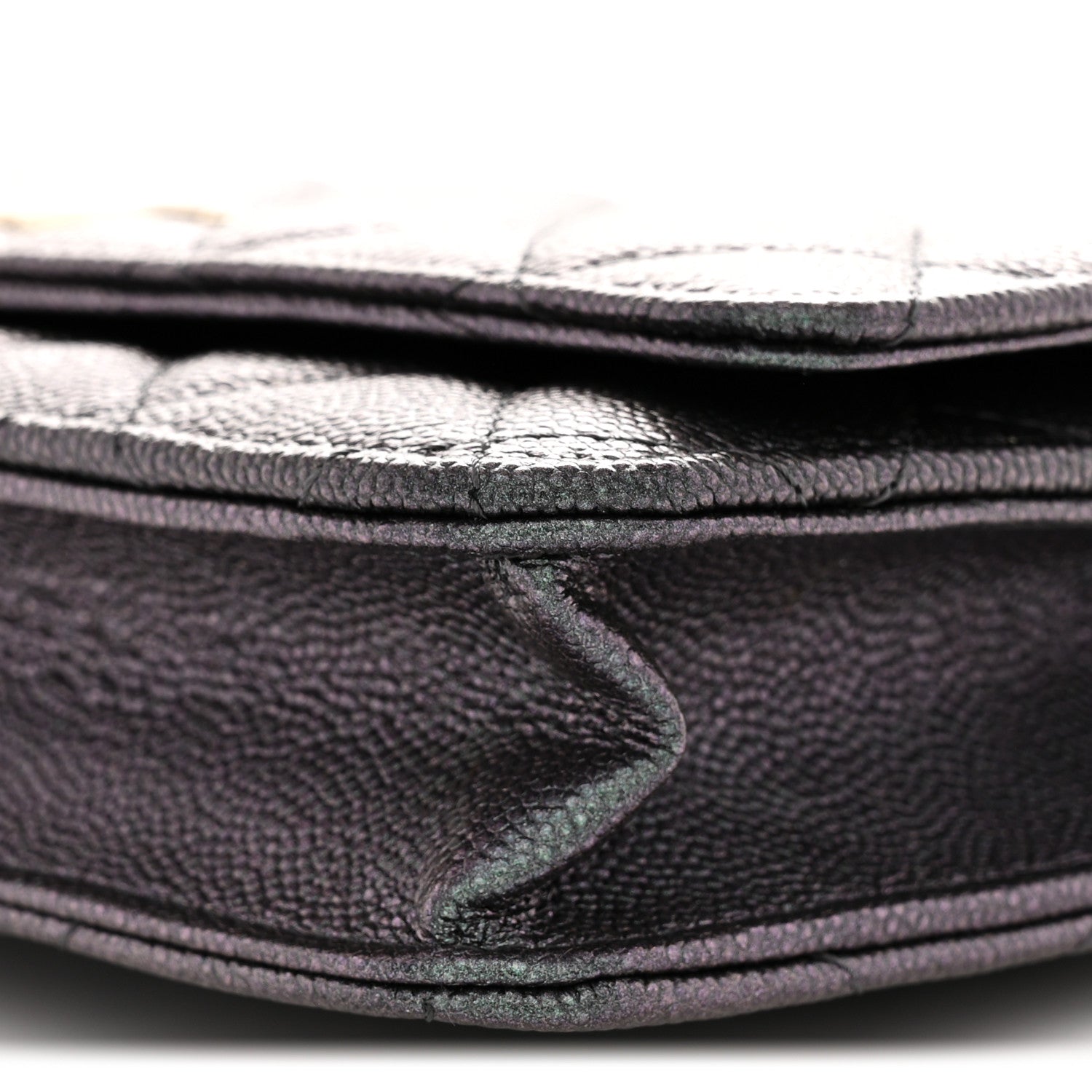 Chanel Iridescent Caviar Quilted Wallet on Chain WOC Dark Blue 10 of 11