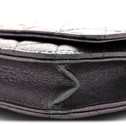 Chanel Iridescent Caviar Quilted Wallet on Chain WOC Dark Blue 10 of 11