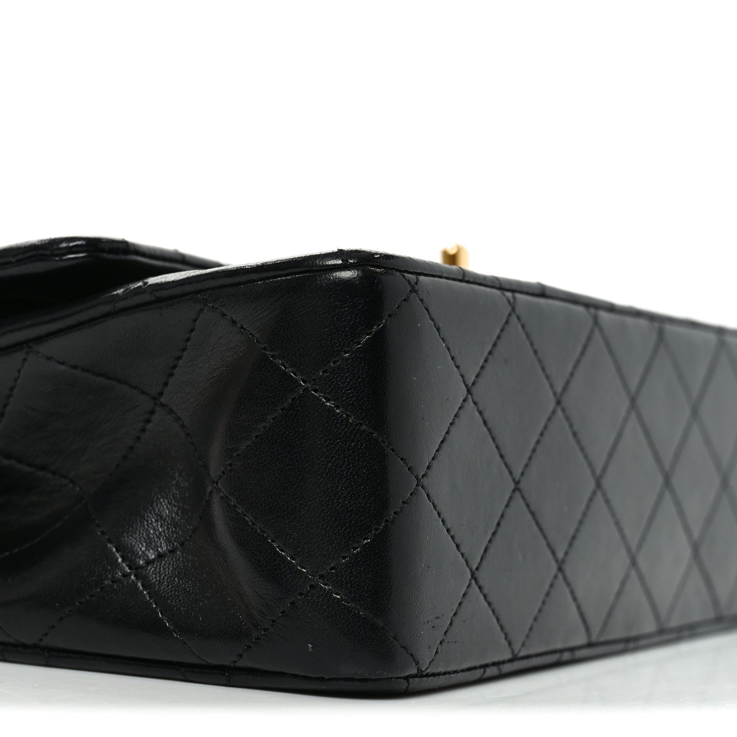 Lambskin Quilted Medium Double Flap Black