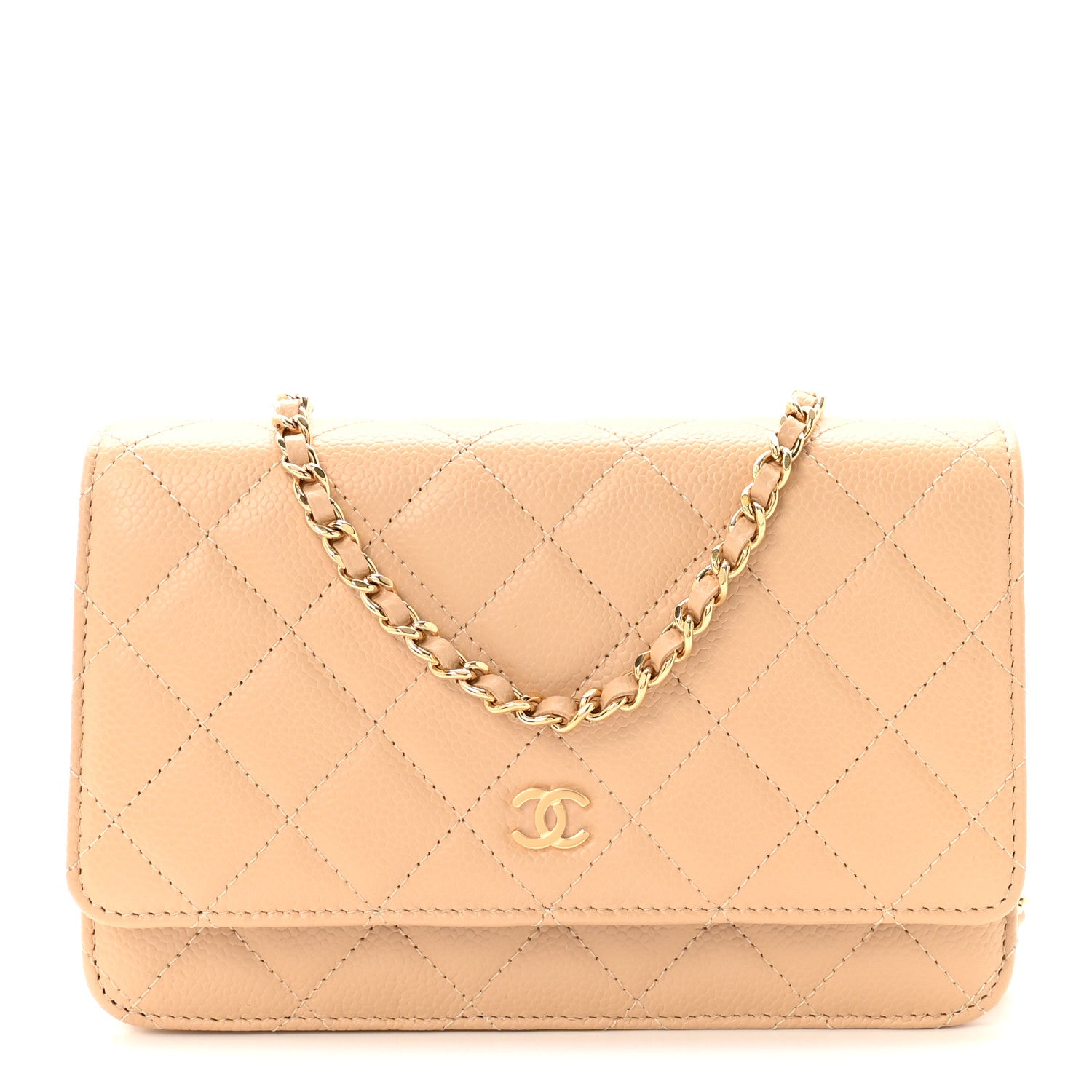 Chanel Caviar Quilted Wallet on Chain WOC Beige 1 of 11