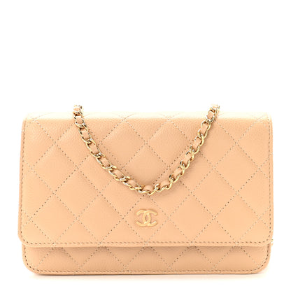 Chanel Caviar Quilted Wallet on Chain WOC Beige 1 of 11