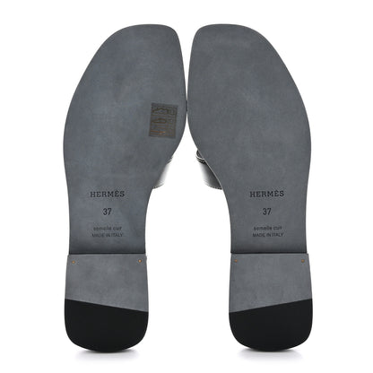 Hermes Box Calfskin Oran Sandals 37 Black 5 of 9