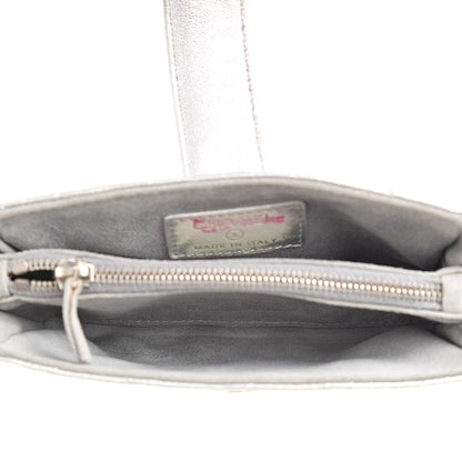 Chanel Metallic Lambskin Quilted Mini Phone Holder Clutch Silver 5 of 13