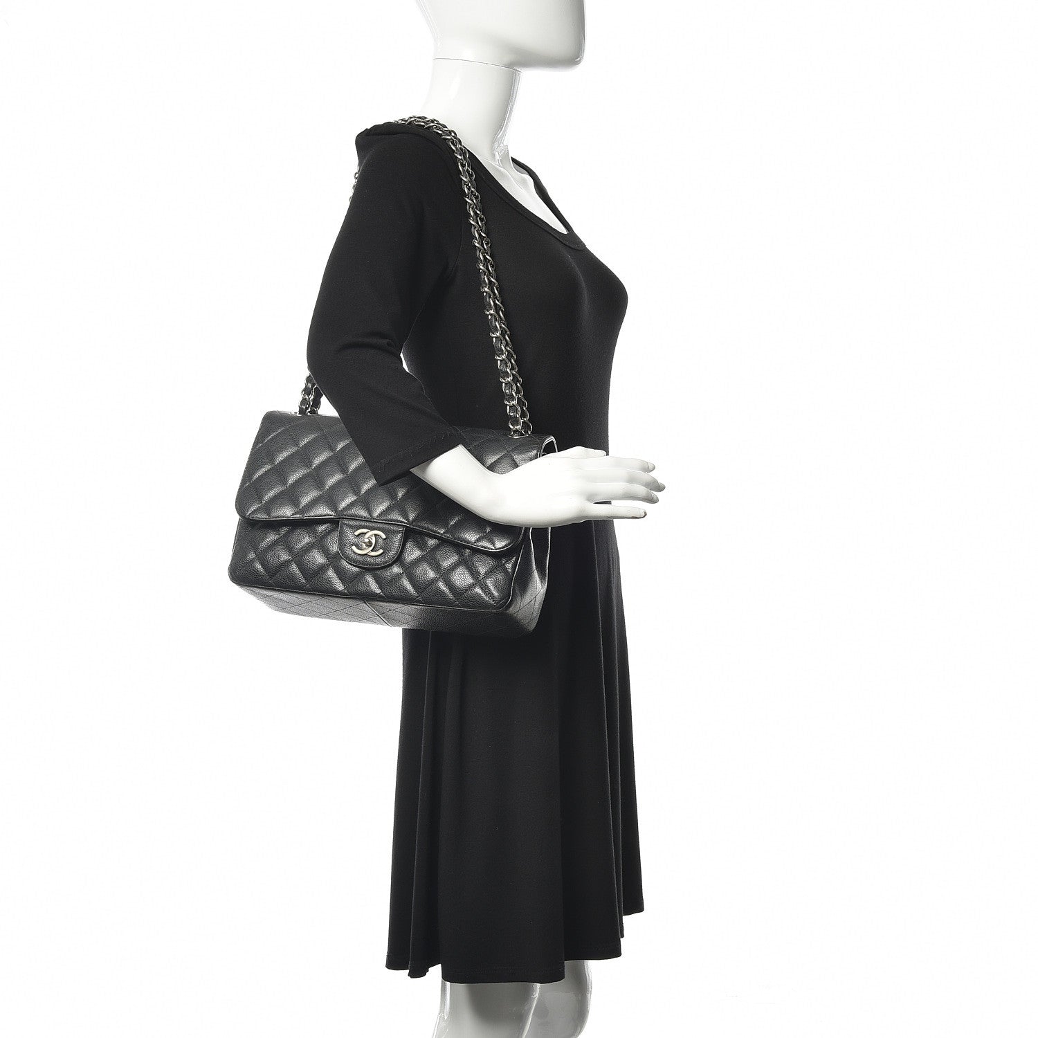 Chanel Caviar Quilted Jumbo Double Flap Black 2 of 17
