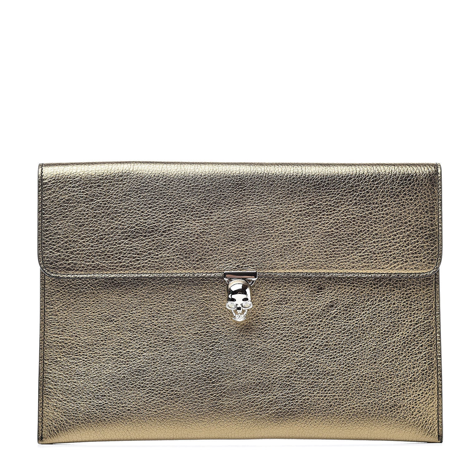 Alexander McQueen Metallic Calfskin Skull Envelope Clutch Gold 1 of 6