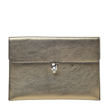 Alexander McQueen Metallic Calfskin Skull Envelope Clutch Gold 1 of 6