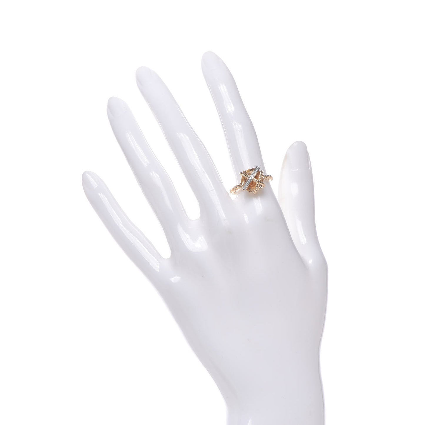 18K Yellow Gold Champagne Citrine Diamond 10mm Cable Wrap Ring 52 6