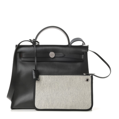 Hermes Toile H Berline Vache Hunter Herbag Zip PM 31 Black Ecru 1 of 12