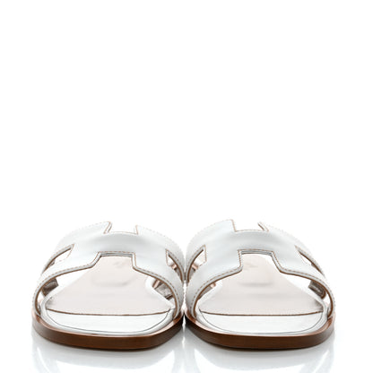 Hermes Box Calfskin Oran Sandals 36 White 2 of 9