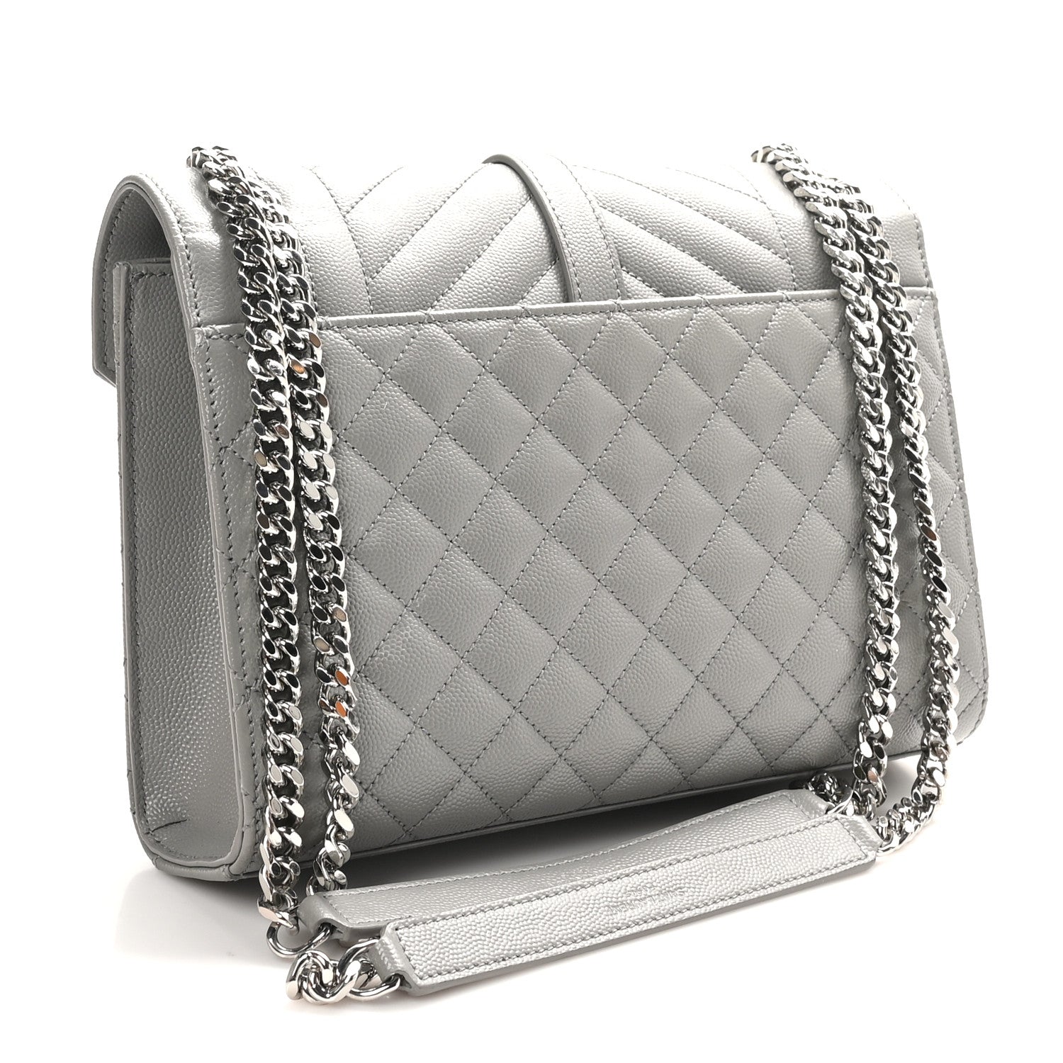 Saint Laurent Grain De Poudre Textured Mixed Matelasse Medium Triquilt Monogram Satchel  New Stone Grey 3 of 12