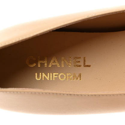 Chanel Lambskin Cap Toe CC Uniform Ballerina Flats 36.5 Beige Black 6 of 10