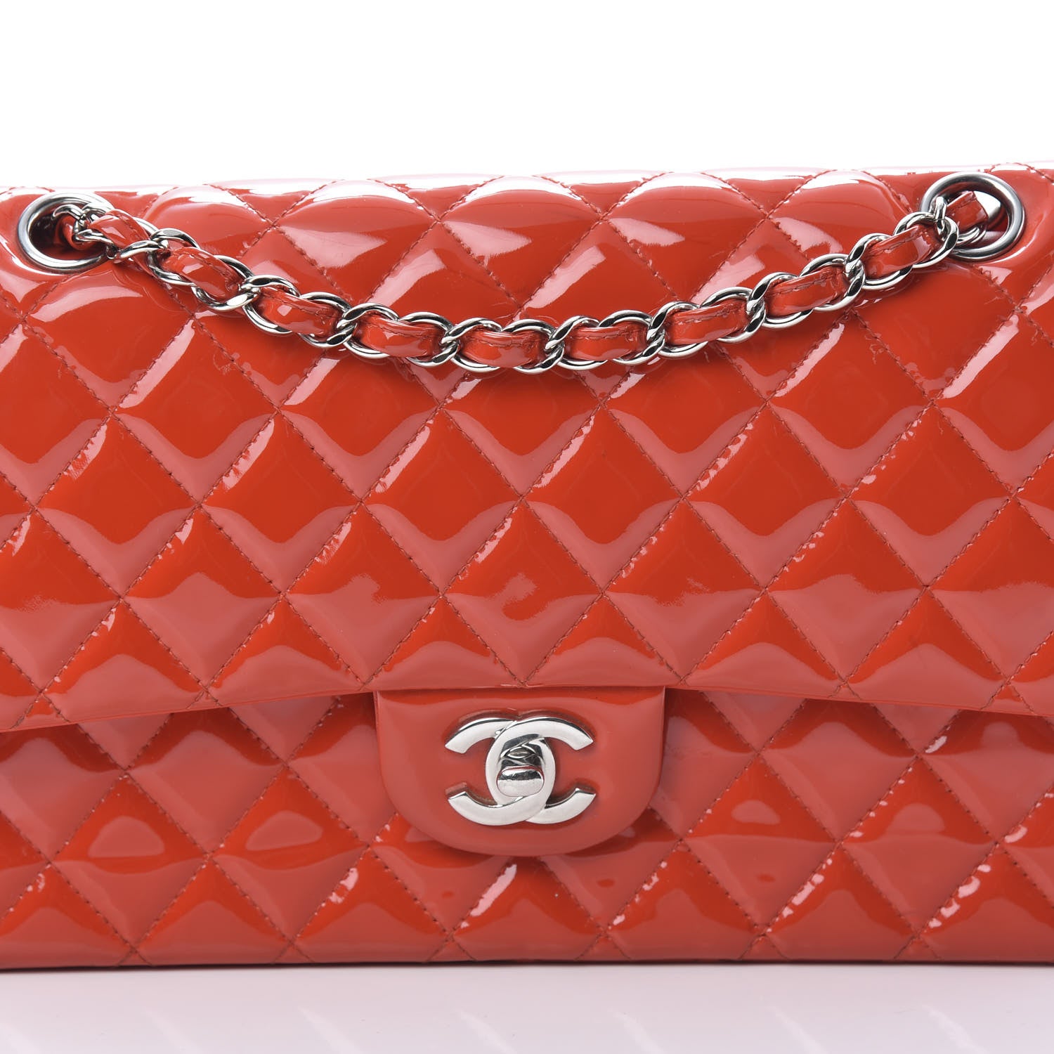 Chanel Patent Calfskin Quilted Medium Double Flap Red 8 of 15