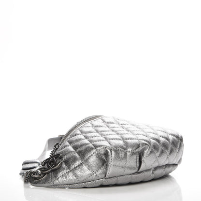 Chanel Metallic Goatskin Quilted Banane Waist Bag Fanny Pack Silver 4 of 9